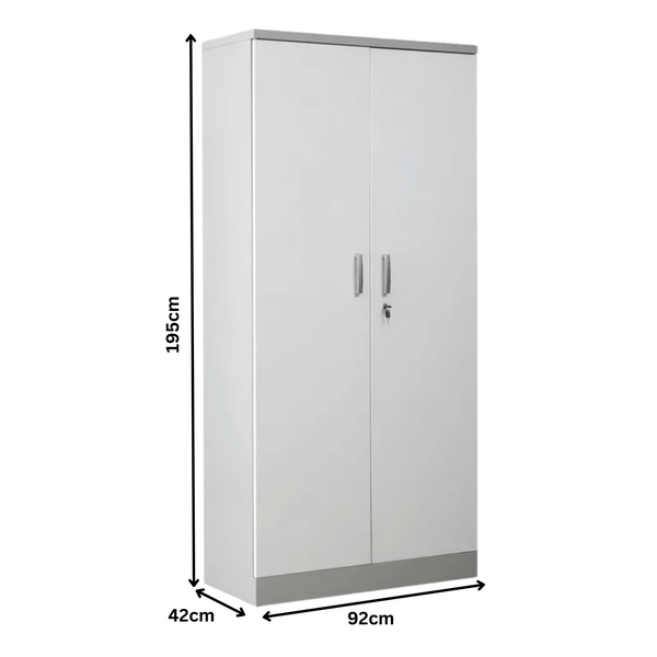 PROREGAL Aktenschrank Beetle 4 Fachböden HxBxT 195 x 92 x 42 cm Silber & Weiß