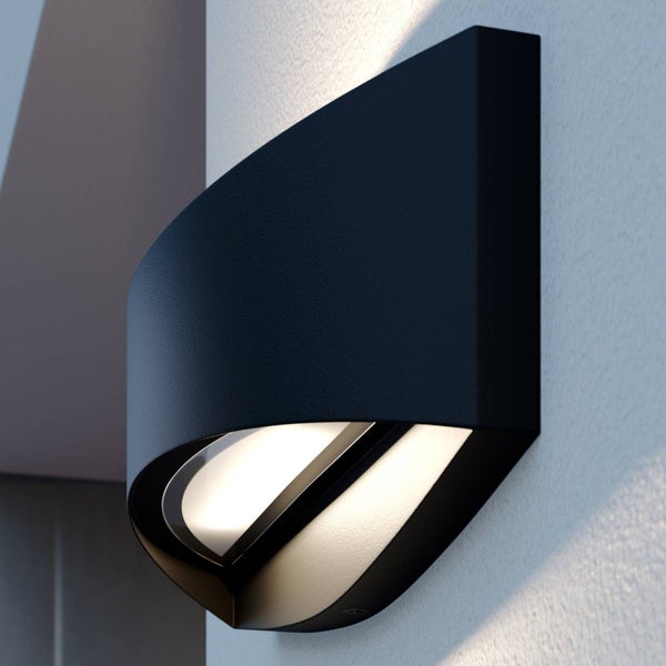 Lindby LED Wandleuchte außen Evric (spritzwassergeschützt (Modern) in Schwarz aus Aluminium (2 flammig, ) - Außenwandleuchten Wandlampe Led Außenlampe Outdoor für Außenwand/Hauswand