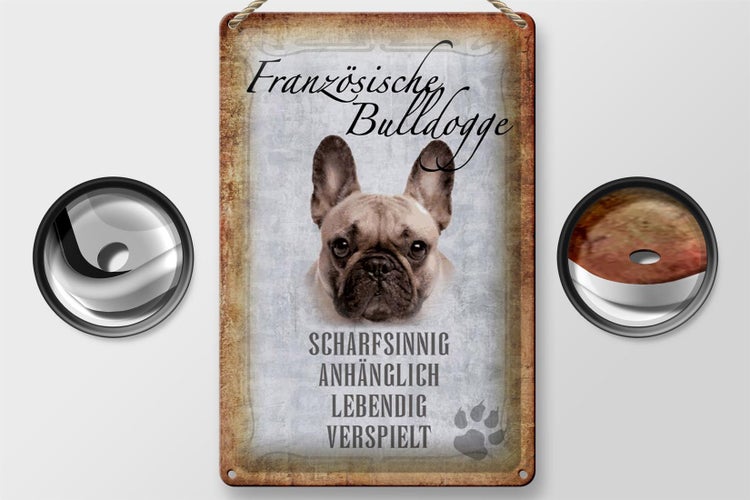 Blechschild Spruch 20x30cm Französische Bulldogge Hund Schild