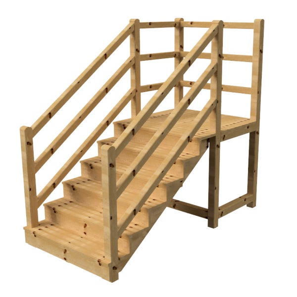 Holztreppe mit Geländer