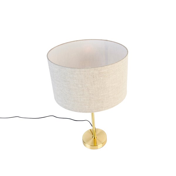 Tischleuchte mit Stoffschirm und Metallsockel