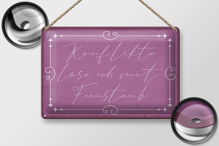 Blechschild Spruch 30x20cm Konflikte löse ich mit Feenstaub