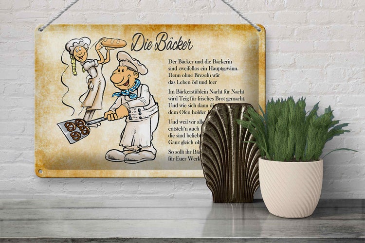 Blechschild Spruch 30x20cm Die Bäcker und die Bäckerin