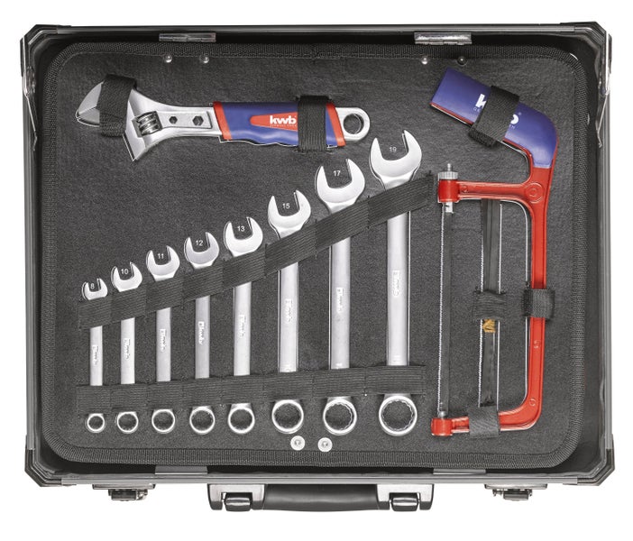 kwb Werkzeugkoffer aus robustem Aluminium inkl. 129-tlg. hochwertigem Werkzeug-Set als perfekte Grundausstattung für den Haushalt, die Werkstatt oder den mobilen Einsatz