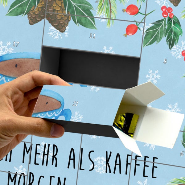 Mr. & Mrs. Panda Befüllbarer Adventskalender Kaffee Tasse - Blau Pastell
