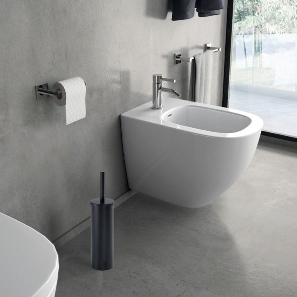Mattschwarzer Toilettenbürstenhalter | Ginestra