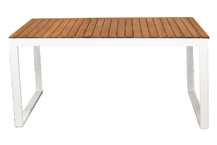 Naxos Gartenmöbelset 5tlg., 4 Stapelsessel, Ausziehtisch 150 (200) x 90 cm, weiß