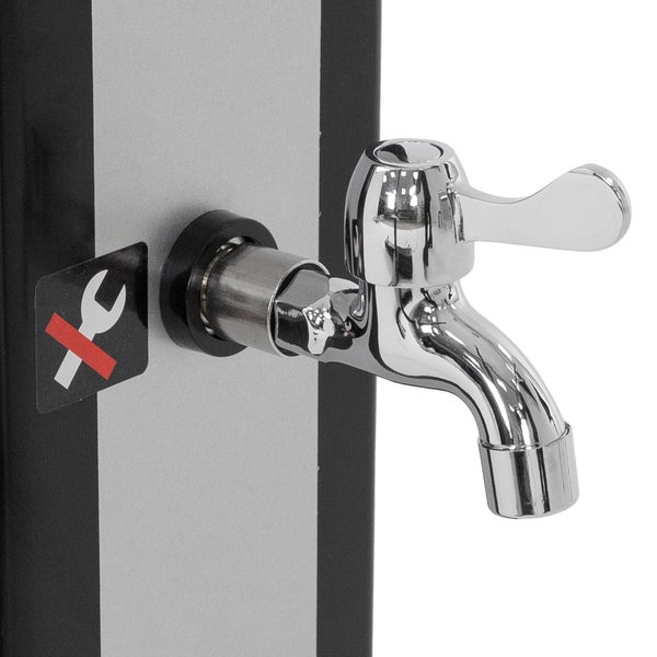 ML-Design Solardusche 40L 217cm eckig mit Fußdusche und Regenduschkopf, Silber-Schwarz, warmes Wasser, 60°C ohne Stromanschluss, mit Gartenschlauch-Anschluss, Solar Gartendusche Außendusche Pooldusche