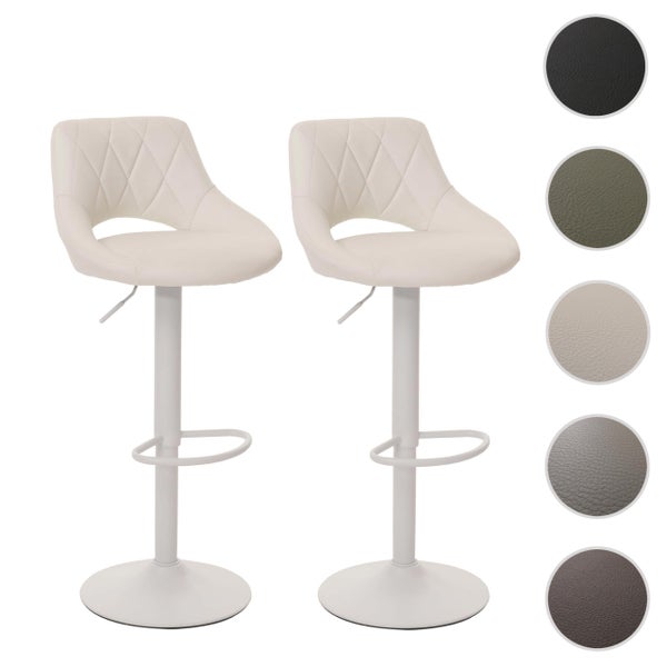 Zwei Barhocker mit Rautenmuster und Fußstütze