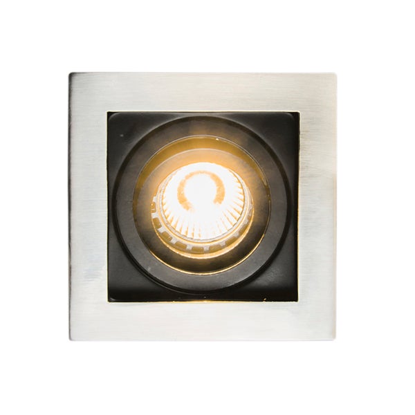 Quadratischer Einbaustrahler aus Metall in Bronze-Optik mit schwenkbarem Leuchtmittel.