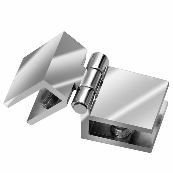 Glashalter mit Scharnier für Glasvitrinen aus Metall