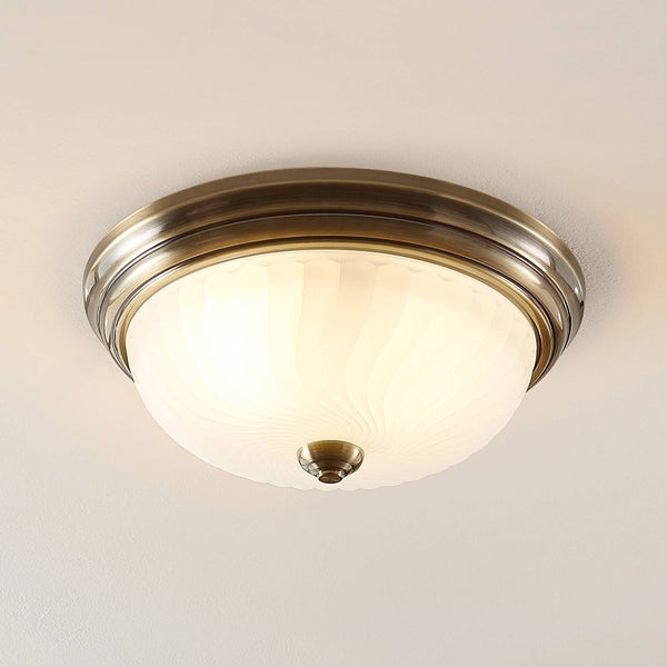 Lindby Deckenlampe Pakka (Retro, Vintage Antik) in Bronze (2 flammig E27) - Deckenleuchte Lampe Wohnzimmerleuchte