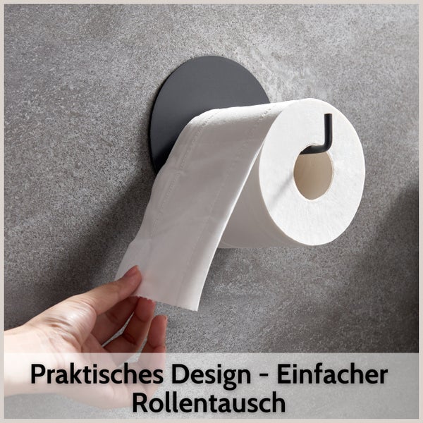 DEKAZIA® Toilettenpapierhalter ohne Bohren schwarz Toilettenpapierhalter schwarz matt Klopapierhalter ohne Bohren Klorollenhalter ohne Bohren Klopapierhalter Toilettenpapierhalter WC Papier Halterung