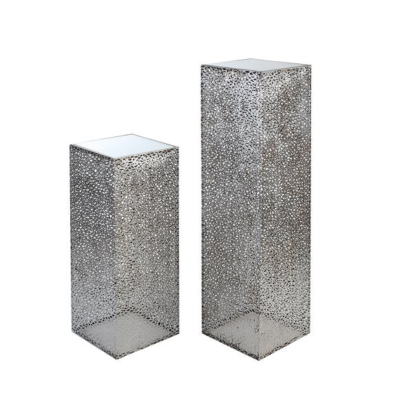 Säule GILDE Säulen Höhe 70cm Breite 27cm silberfarben Glas, Metall