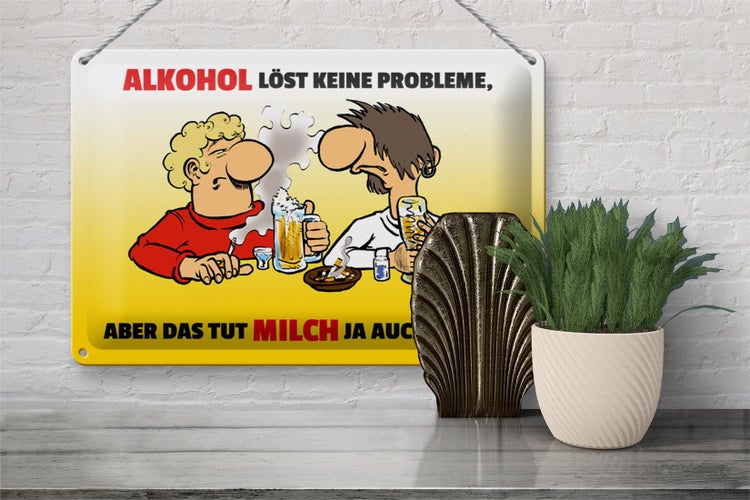 Blechschild Spruch 30x20cm Alkohol löst keine Probleme
