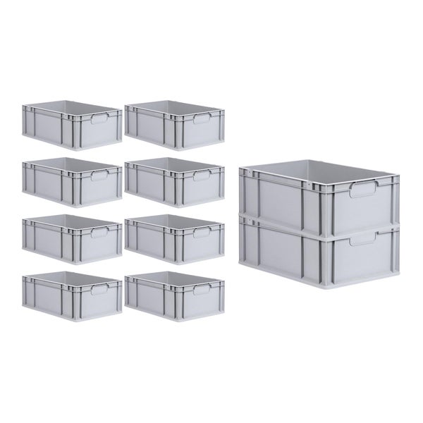 PROREGAL Spar Set 10x Eurobox Nextgen Economy Mit Auflagedeckel & 4x Schiebeschnappverschlüsse Blau Griffe Geschlossen HxBxT 22 x 40 x 60 cm 44 Liter