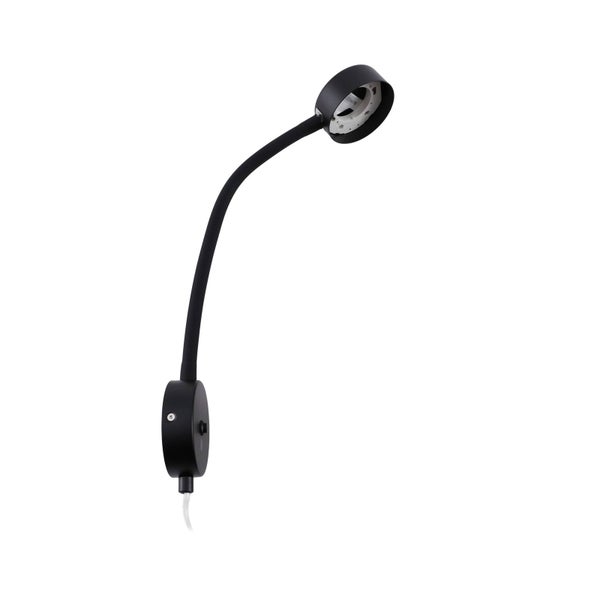 Schwarze Wandleuchte mit flexiblem Arm für gezielte Beleuchtung