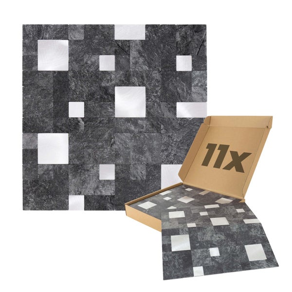 Mosaikfliesen aus Naturstein und Aluminium im 11er-Pack.