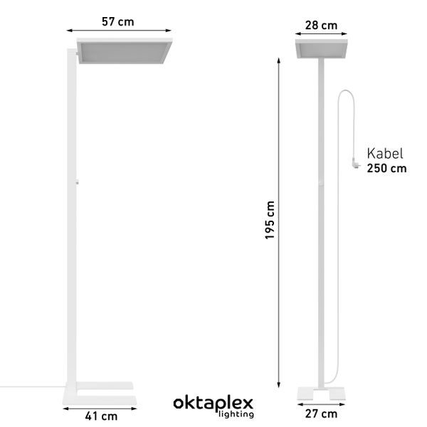 Malmö Büro Stehlampe 4000K dimmbar Aluminium 7500lm Tageslicht Deckenfluter 60W flexible Arbeitsplatzbeleuchtung für Büros