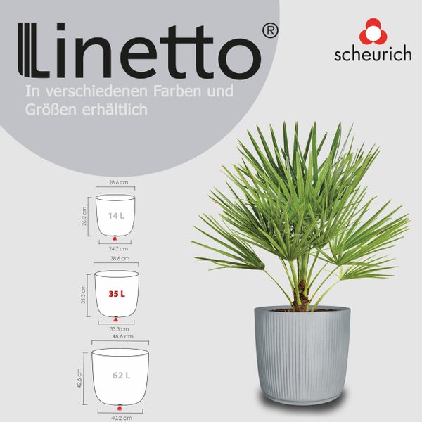 Scheurich Linetto 40, Pflanzgefäß/Blumentopf/Pflanzkübel, rund,  aus Kunststoff Farbe: Stony Grey, 38,6 cm Durchmesser, 35,3 cm hoch, 35 l Vol.