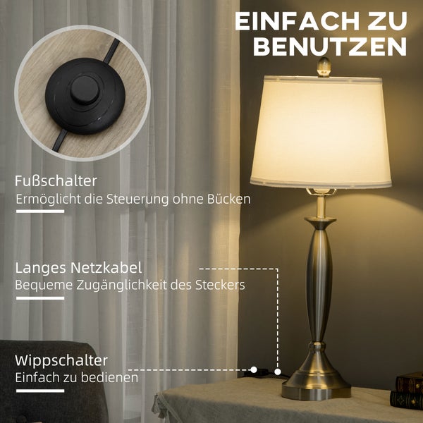 HOMCOM 3-teiliges Stehlampen-Set, 38L x 38B x 162H cm, Stahl, Silber