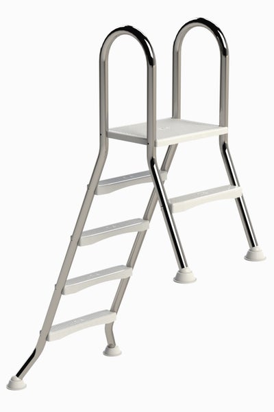 Poolleiter aus Metall mit Kunststoffstufen