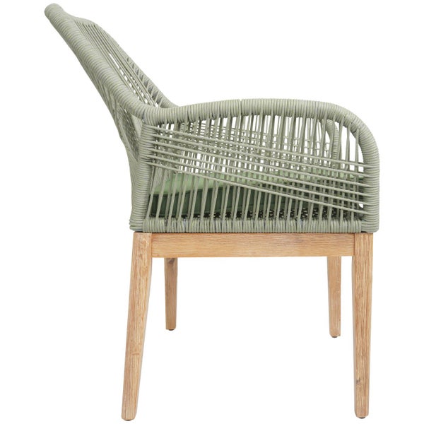 Gartensessel mit Kordelbespannung und Holzbeinen