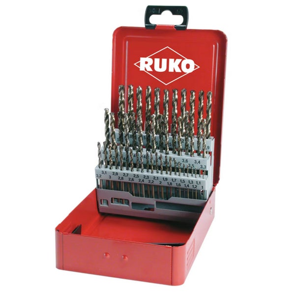 RUKO Spiralbohrer-Satz DIN 338 Typ VA, HSSE-Co 5 in Industriekassette - 50 tlg. - 215217