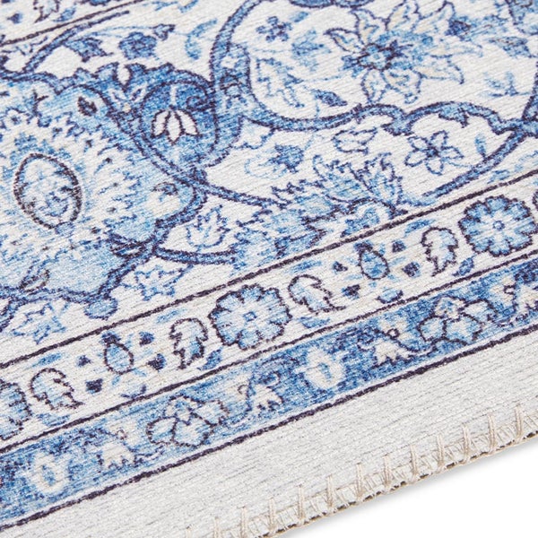 Kurzflor Teppich Keshan Maschad Saphirblau - 80x150x0,7cm