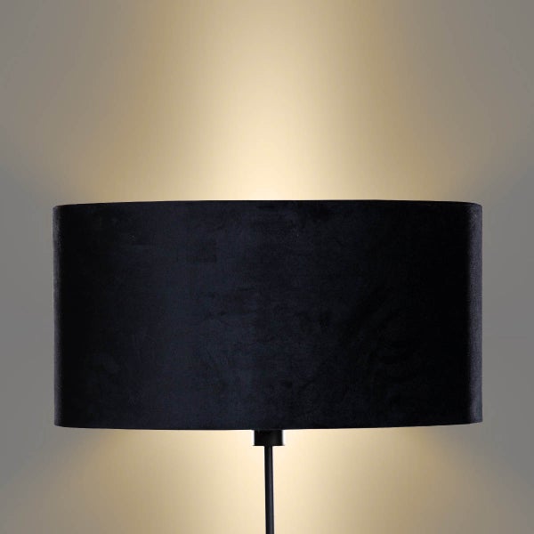 Schwarze Stehlampe mit Stoffschirm