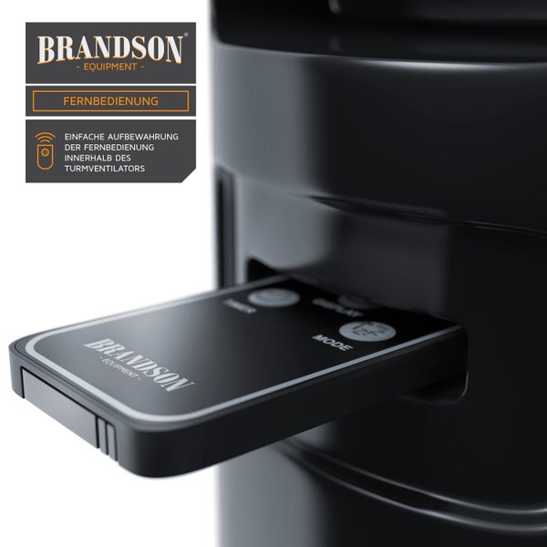 Brandson Turmventilator, Standventilator 40W, Ventilator mit 2 Geschwindigkeitsstufen, Säulenventilator mit Timer, 3 Betriebsmodi, 60 Grad