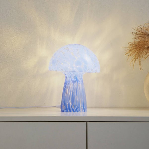 Dekorative Tischleuchte in Pilzform aus Glas