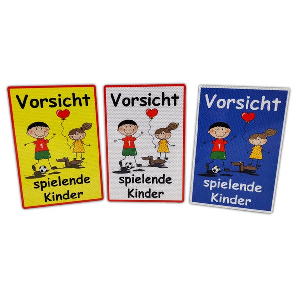 UvV Warnschild Vorsicht spielende Kinder 60 x 45 cm oder 30 x 20 cm reflektierend - hochwertiges Alu-Dibond Schild - Bedruckt mit reflektierender Folie - Gute Sichtbarkeit auch bei Dunkelheit / gelb 30x20