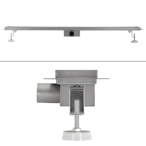 ML-Design Duschrinne 90cm, geschlitzt, extra flach, Edelstahl Bodenablauf Komplettset mit Bodenbefestigung, Duschablauf, selbstreinigender Siphon mit Geruchsstop, Haarsieb, Ablaufrinne für Badezimmer