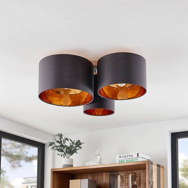 Lindby Deckenlampe Laurenz (Modern) in Alu aus Textil (3 flammig, E27) - Deckenleuchte Lampe Wohnzimmerleuchte