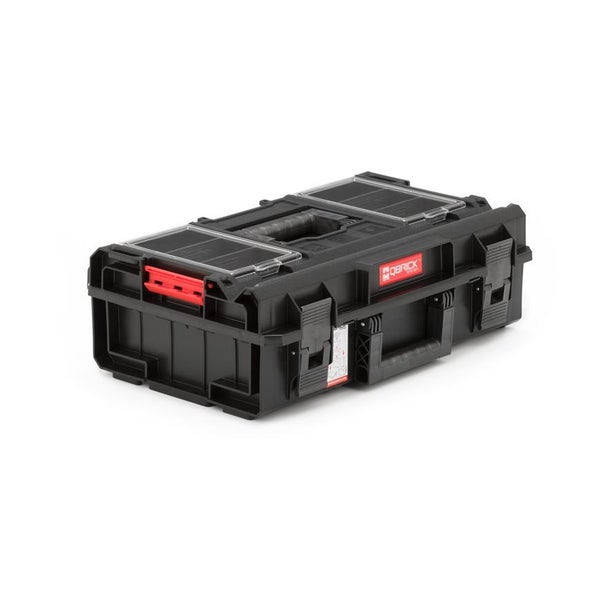 PROREGAL QBRICK Werkzeugkasten One 15,5 Liter Transparenter Deckel Mit Deck & Frontgriff Traglast Bis Zu 120 kg Mit Klemmverschlüsse Schwarz