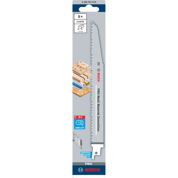 Bosch PRO Multi Material Demolition S1110VF Blatt 1,6 x 22 x 225 mm 5-tlg. - 2608657610