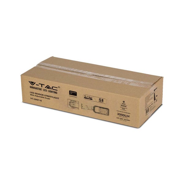 Karton mit V-Tac LED Sensor Straßenlaterne mit einstellbarem Winkel