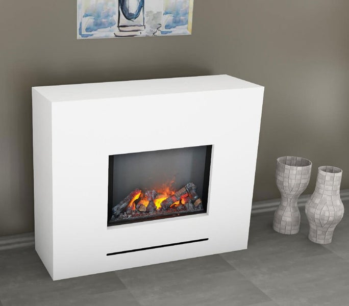 GLOW FIRE Elektrokamin 'Lessing' | Wasserdampf Kamin mit Heizung in weiß als Standkamin | HxBxT: 90x110x35 cm