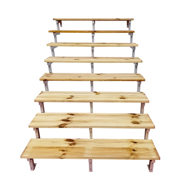 OSLO - Stahltreppe Außen H139cm 8 Treppenstufen Holz KDI Breite 160cm