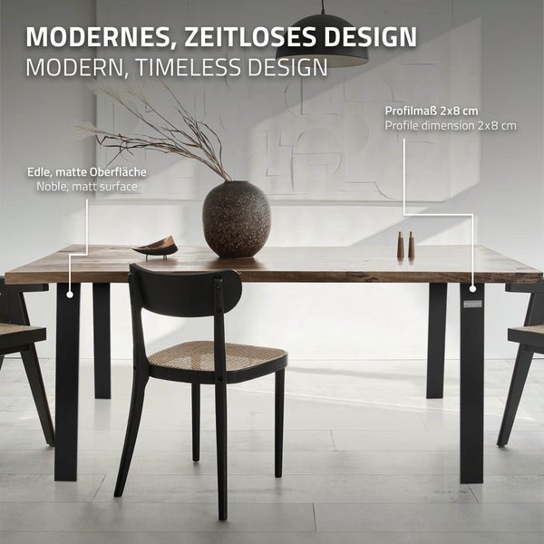 ML-Design 2er Set Tischbeine Loft 90x72 cm, Schwarz, Profil 8x2 cm, aus Stahl, Industriedesign, U-Form, Metall Tischgestell scandic, Tischkufen Tischuntergestell Möbelfüße, für Esstisch/Schreibtisch