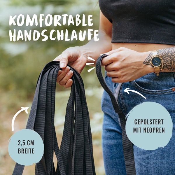 Schwarze, 2,5 cm breite Handschlaufe mit Neoprenpolsterung