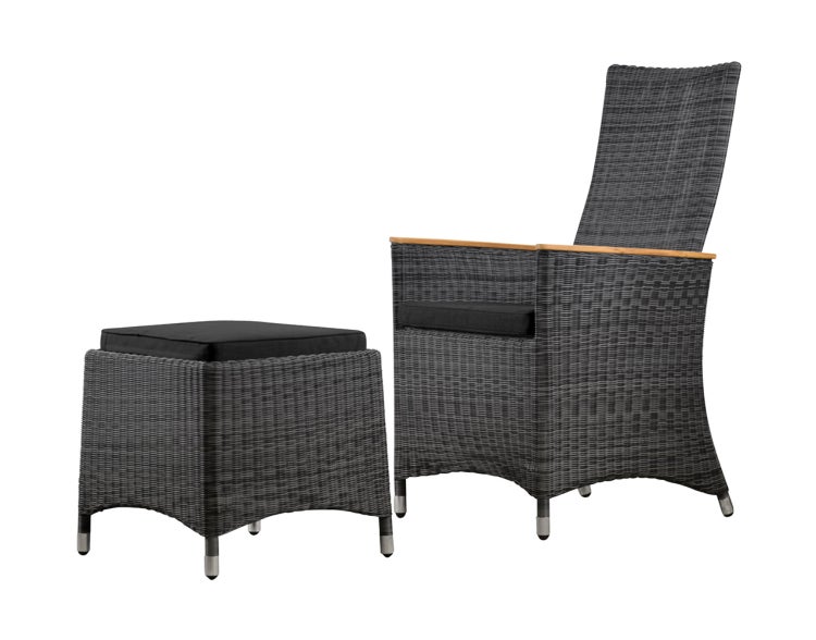 Polyrattan Hocker Gartenhocker schwarz inkl. Auflage hochwertiges Geflecht