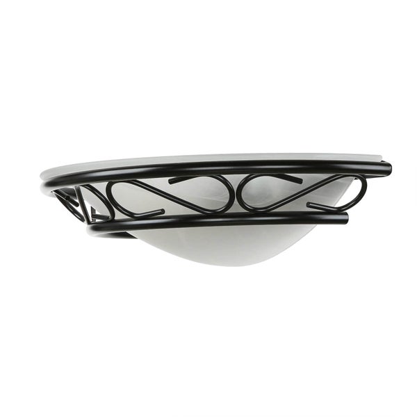 Deckenleuchte mit schwarzem Metallgestell und Lampenschirm