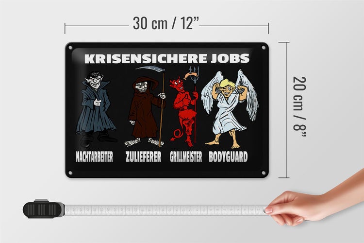 Blechschild Spruch 30x20cm krisensichere Jobs Nachtarbeiter