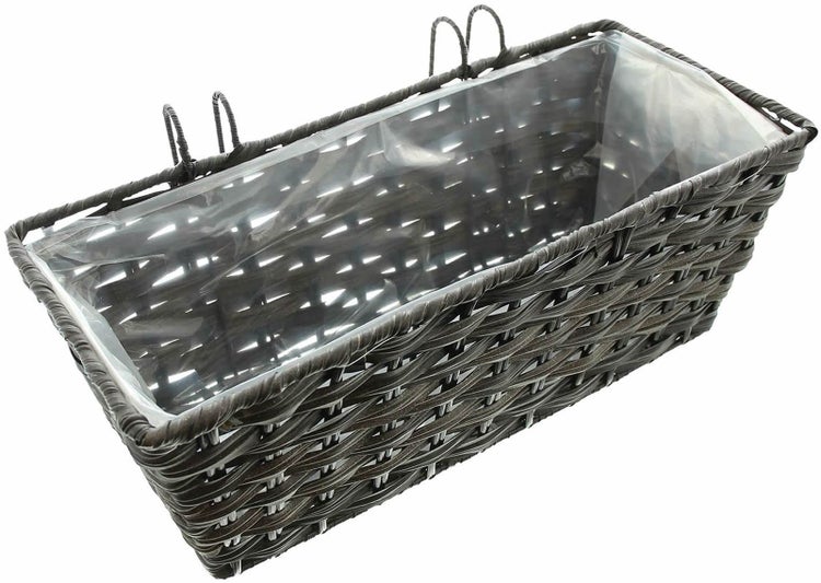 Dekoleidenschaft Balkonpflanzer Polyrattan, 44x19x16 cm, Blumenkasten, Pflanzcontainer, Pflanzkübel, Pflanzkasten, Balkonkasten