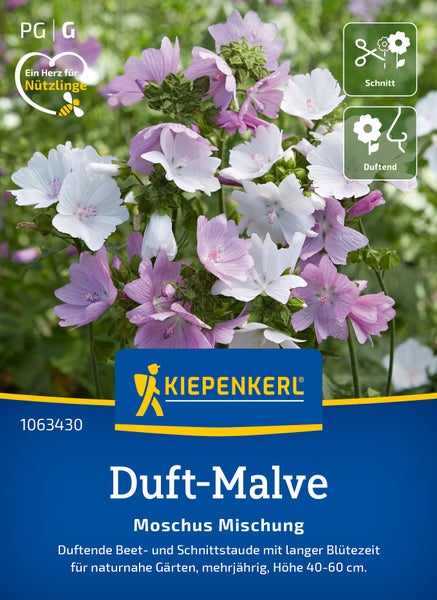 Samen für Duft Malve Moschus Mischung von Kiepenkerl für mehrjährige Beet- und Schnittstaude in naturnahen Gärten.