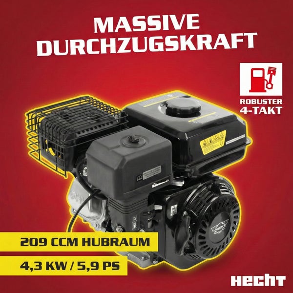 Hecht Motor mit 209 Kubikzentimeter Hubraum, 4,3 Kilowatt und 5,9 PS