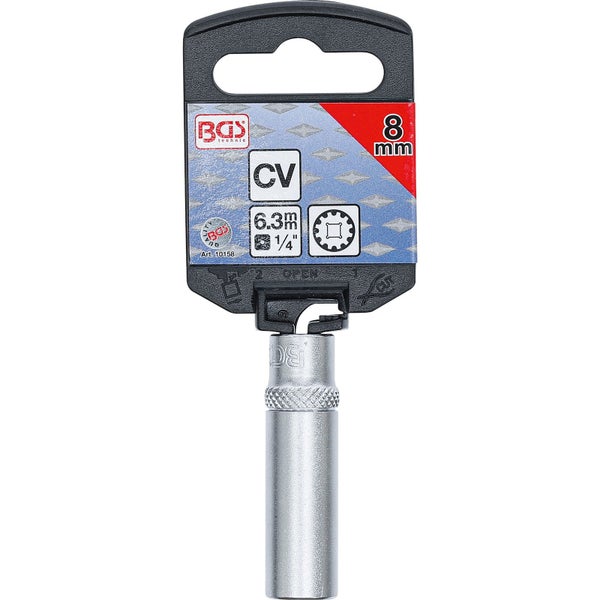 BGS Steckschlüssel-Einsatz Gear Lock tief Antrieb Innenvierkant 6,3 mm (1/4) SW 8 mm - 10158