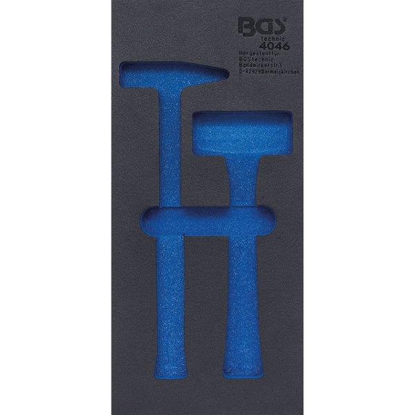 BGS Technic Schaumstoffeinlage für zwei Hämmer, Modell 4046, zur Werkzeugaufbewahrung im Werkstattwagen.